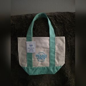 Trader Joe's Spring 2026 Mini Canvas Tote Bag Mint Green NEW
